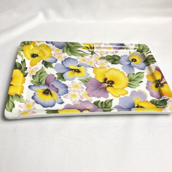 Pillivuyt France Vintage Pansy Porcelain Platter Rare Hand Painted Tray 11" - Picture 4 of 12